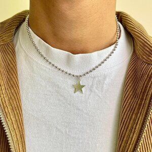 y2k 2000s vintage style heavy metal punk gothic emo star pendant chain necklace